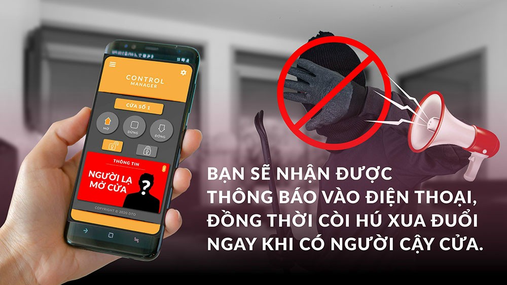 Điều khiển Cửa cuốn qua Điện thoại